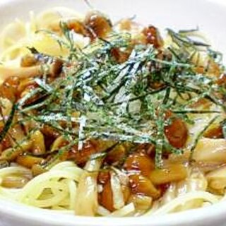 漢のナメタケと大根の和風パスタ